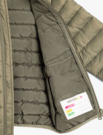 Şişme Mont Kapşonlu Cepli Fermuarlı