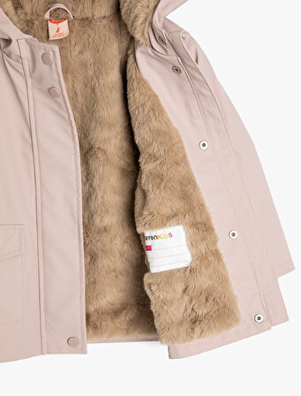 Kapşonlu Yağmurluk Peluş Astarlı Su Geçirmez Kapaklı Cepli