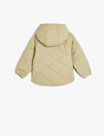 Kapitone Şişme Mont Kapşonlu Fermuar Kapamalı 