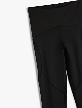 Yüksek Bel Spor Tayt Slim Fit Dikiş Detaylı