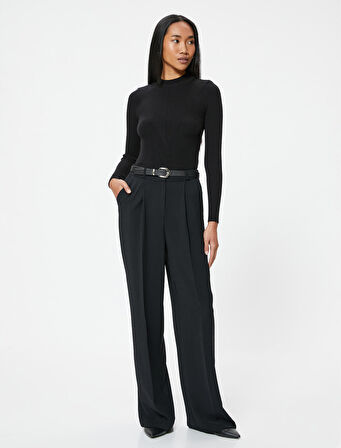 Basic Triko Kazak Hafif Dik Yaka Fitilli