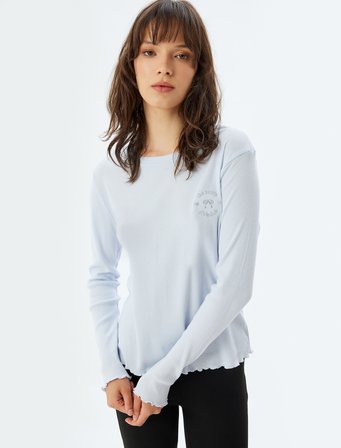Fitilli Pijama Üstü Örgü Uzun Kollu Bisiklet Yaka İşleme Detaylı 