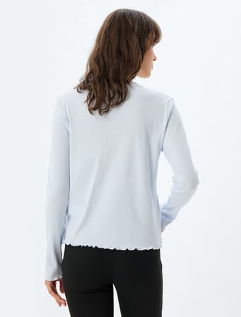Fitilli Pijama Üstü Örgü Uzun Kollu Bisiklet Yaka İşleme Detaylı 