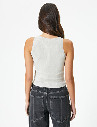 Fitilli Atlet Simli Bisiklet Yaka Kolsuz