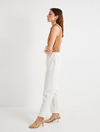 Havuç Pantolon Beli Bağcıklı Yüksek Bel Cep Detaylı