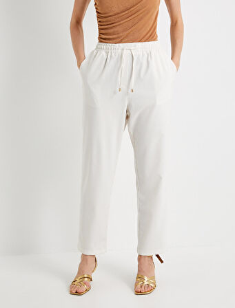 Havuç Pantolon Beli Bağcıklı Yüksek Bel Cep Detaylı