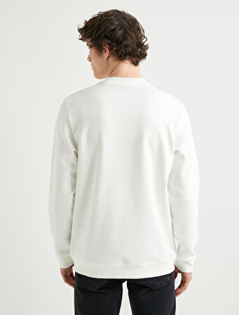 Slogan Nakışlı Sweatshirt Bisiklet Yaka Uzun Kollu