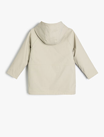 Kapşonlu Yağmurluk Peluş Astarlı Su Geçirmez Kapaklı Cepli