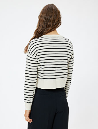 Bisiklet Yaka Sweatshirt Uzun Kollu Viskon Kumaş Karışımlı