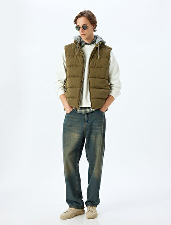 Şişme Yelek Slim Fit Fermuarlı