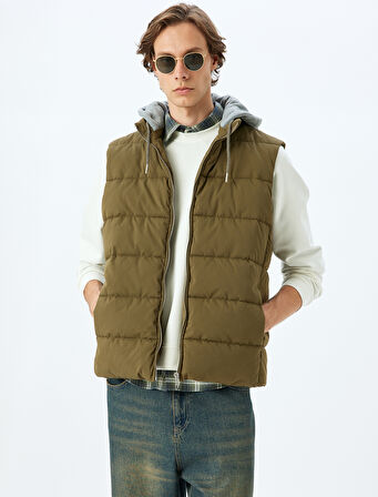 Şişme Yelek Slim Fit Fermuarlı