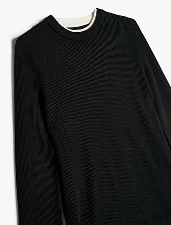 Triko Kazak Basic Bisiklet Yaka Pamuklu Uzun Kollu