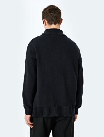 Triko Kazak Yarım Fermuarlı Basic Pamuklu