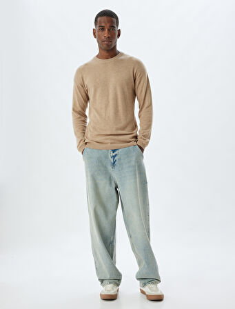 Triko Kazak Bisiklet Yaka Basic Viskon Yün Karışımlı