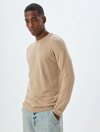 Triko Kazak Bisiklet Yaka Basic Viskon Yün Karışımlı