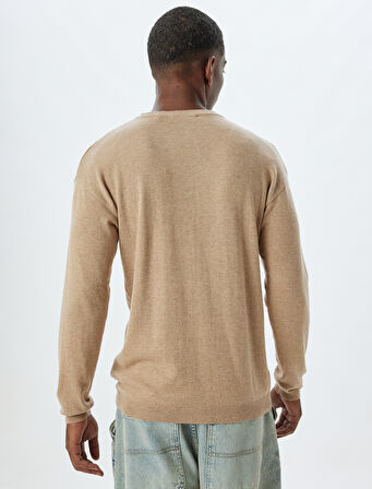 Triko Kazak Bisiklet Yaka Basic Viskon Yün Karışımlı