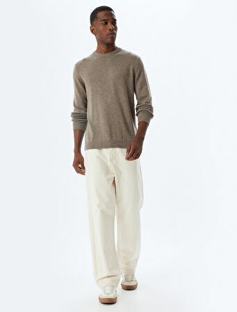 Triko Kazak Basic Bisiklet Yaka Viskon Yün Karışımlı