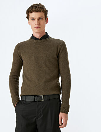 Triko Kazak Basic Bisiklet Yaka Viskon Yün Karışımlı