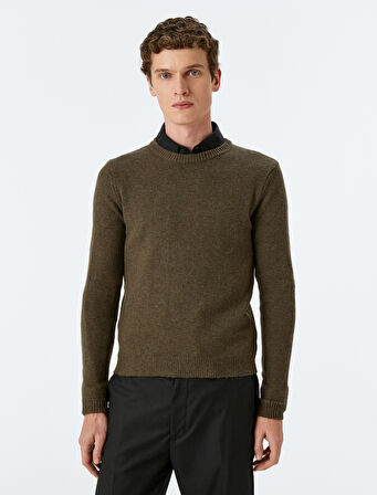 Triko Kazak Basic Bisiklet Yaka Viskon Yün Karışımlı