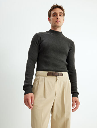 Triko Kazak Yarım Balıkçı Yaka Basic Uzun Kollu