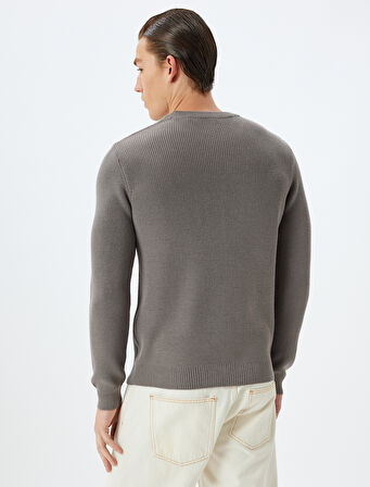 Triko Kazak Basic Bisiklet Yaka Uzun Kollu Yün Karışımlı