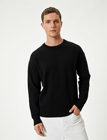 Basic Kazak Bisiklet Yaka Uzun Kollu