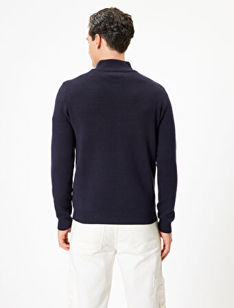 Triko Kazak Yarım Fermuarlı Yaka Basic Uzun Kollu 