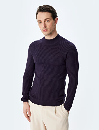 Dik Yaka Kazak Triko Basic Uzun Kollu