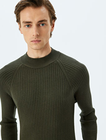 Dik Yaka Kazak Triko Basic Uzun Kollu