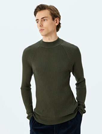 Dik Yaka Kazak Triko Basic Uzun Kollu