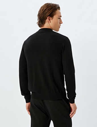 Triko Kazak Dik Yaka Basic Yün Karışımlı