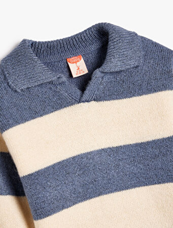 Kazak Polo Yaka Uzun Kollu Yumuşak Dokulu