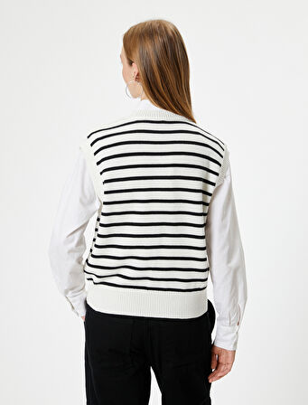 Bisiklet Yaka Triko Süveter Kolsuz