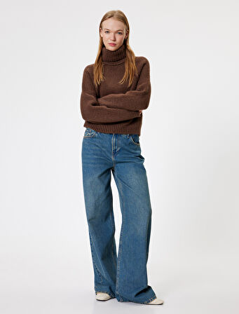 Boğazlı Kazak Dikiş Detaylı Reglan Kollu Yumuşak Dokulu