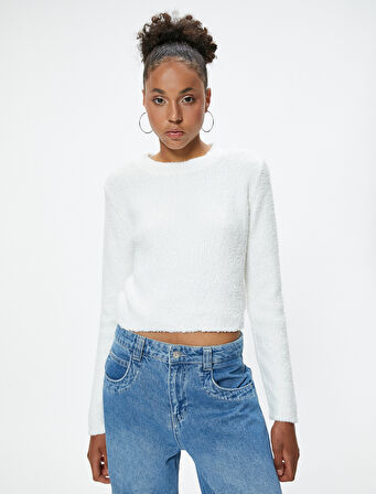 Bisiklet Yaka Triko Kazak Yumuşak Dokulu Uzun Kollu