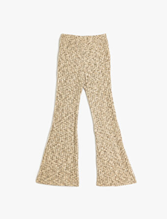 İspanyol Paça Tayt Pantolon Beli Lastikli Yumuşak Dokulu