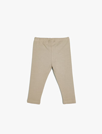 Kışlık Tayt Beli Lastikli Şardonlu Pamuklu