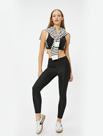 Spor Tayt Cep Detaylı Yüksek Bel Slim Fit