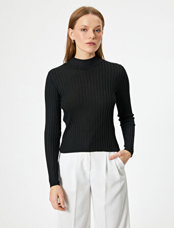 Dik Yaka Triko Kazak Uzun Kollu Slim Fit