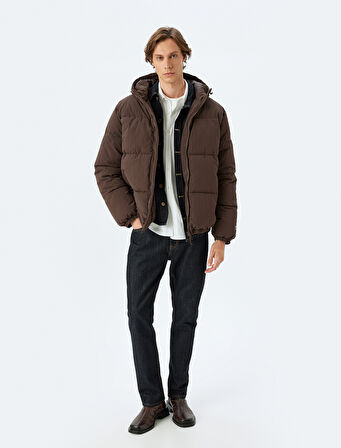 Şişme Mont Fermuarlı Slogan Baskılı