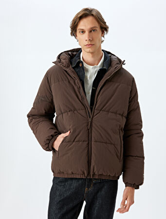 Şişme Mont Fermuarlı Slogan Baskılı