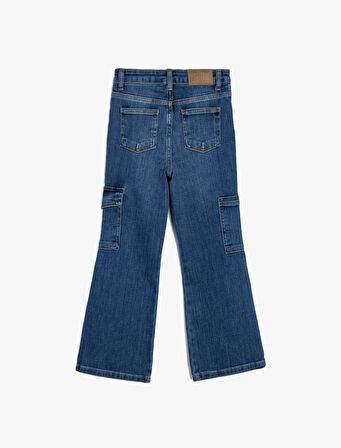 Geniş Paça Kot Pantolon Cepli Pamuklu - Wide Leg Jean