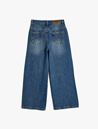 Kot Pantolon Geniş Paça Cepli Pamuklu - Wide Leg Jean