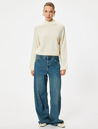 Basic Dik Yaka Triko Kazak Uzun Kollu