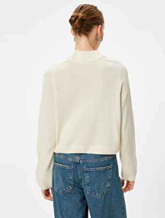 Basic Dik Yaka Triko Kazak Uzun Kollu