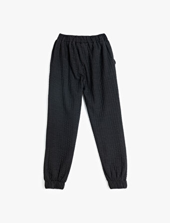 Basic Jogger Eşofman Altı Dokulu Beli Lastikli Cepli