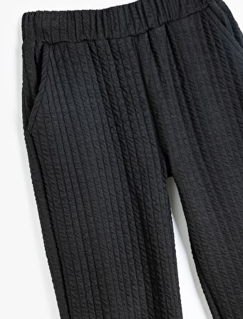 Basic Jogger Eşofman Altı Dokulu Beli Lastikli Cepli
