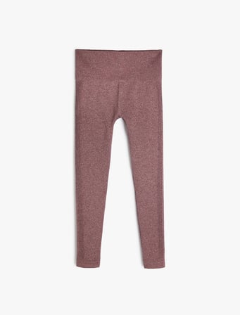 Yüksek Bel Spor Tayt Dikişsiz Örme Kumaş Dokulu Slim Fit 