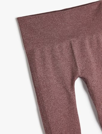 Yüksek Bel Spor Tayt Dikişsiz Örme Kumaş Dokulu Slim Fit 