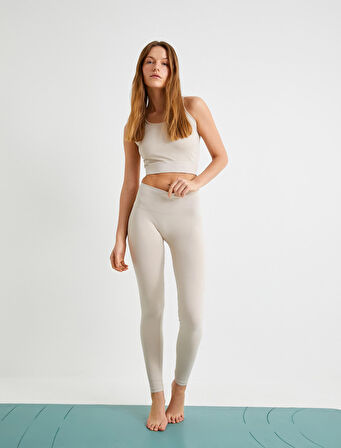 Yüksek Bel Spor Tayt Dikişsiz Örme Kumaş Slim Fit 